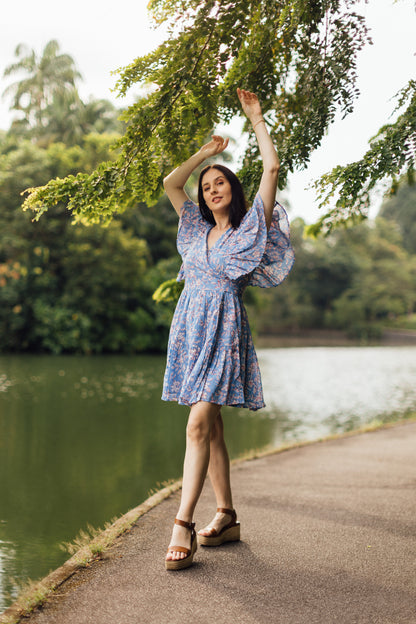 FREYA WRAP DRESS - BLUE