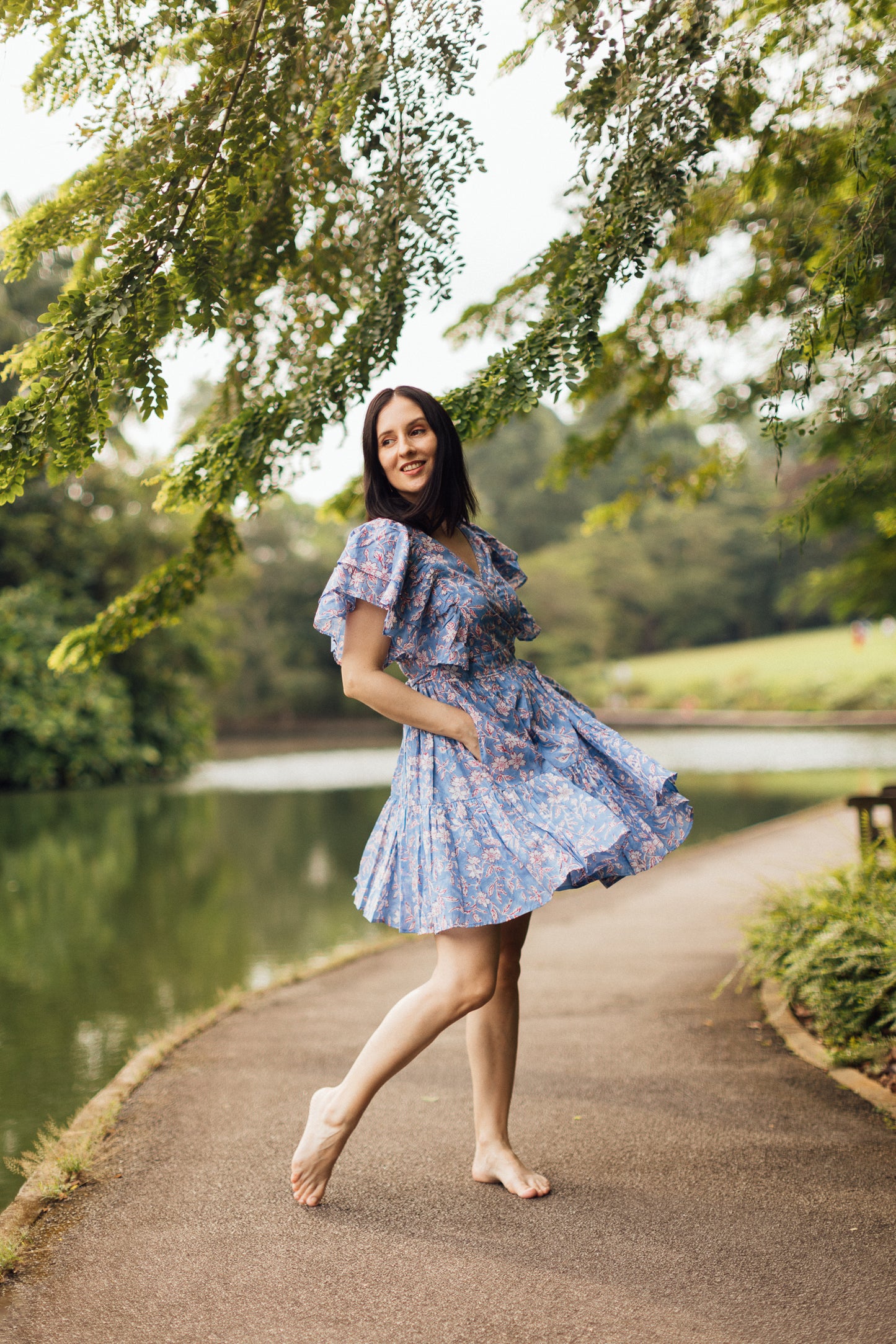 FREYA WRAP DRESS - BLUE