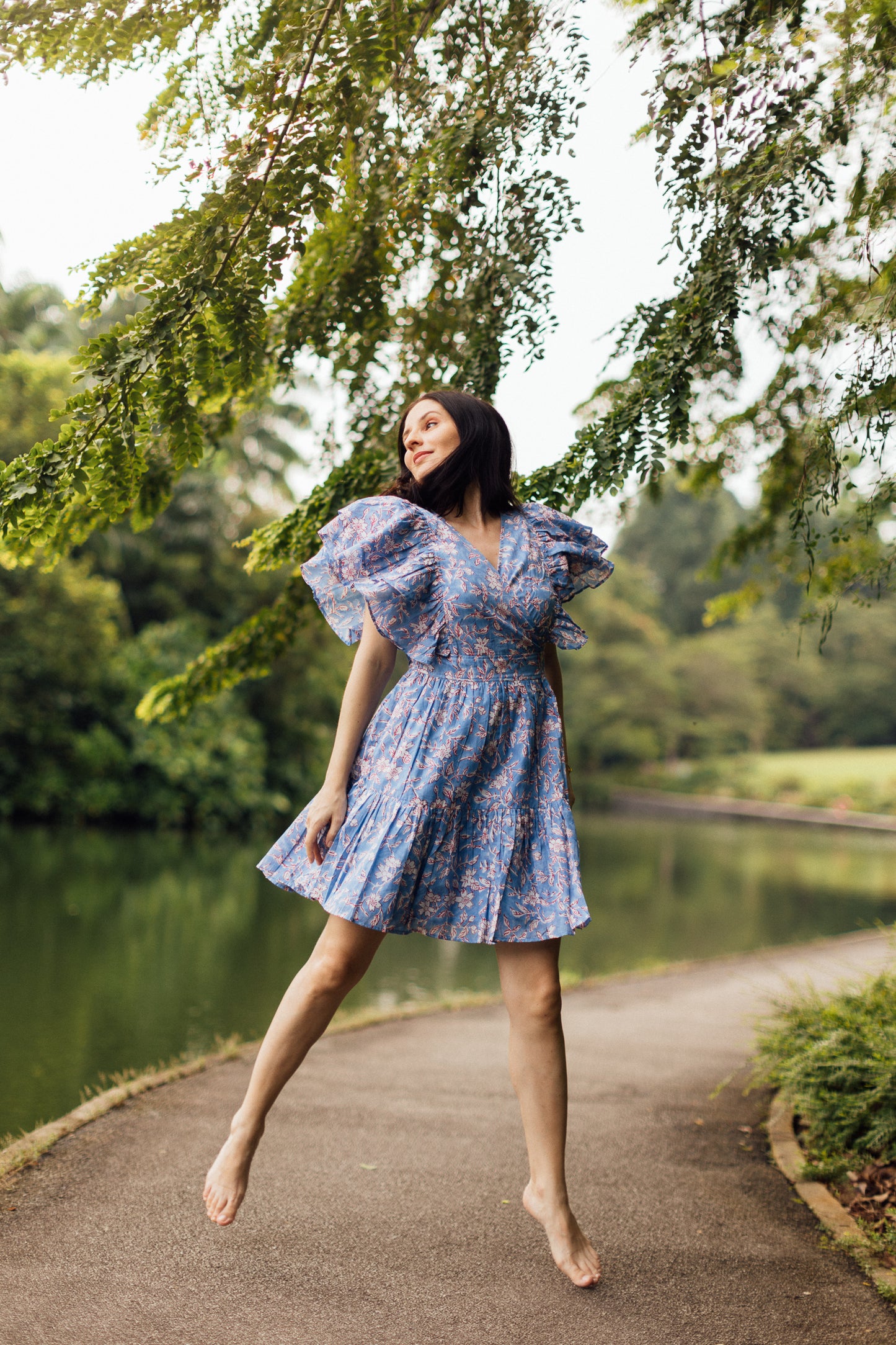 FREYA WRAP DRESS - BLUE