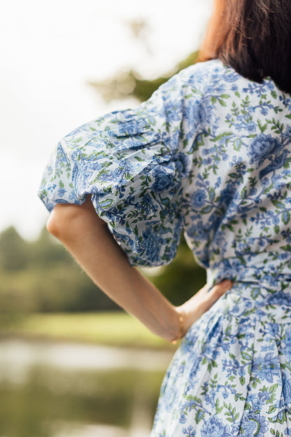 BLOOMING DRESS-BLUE & GREEN