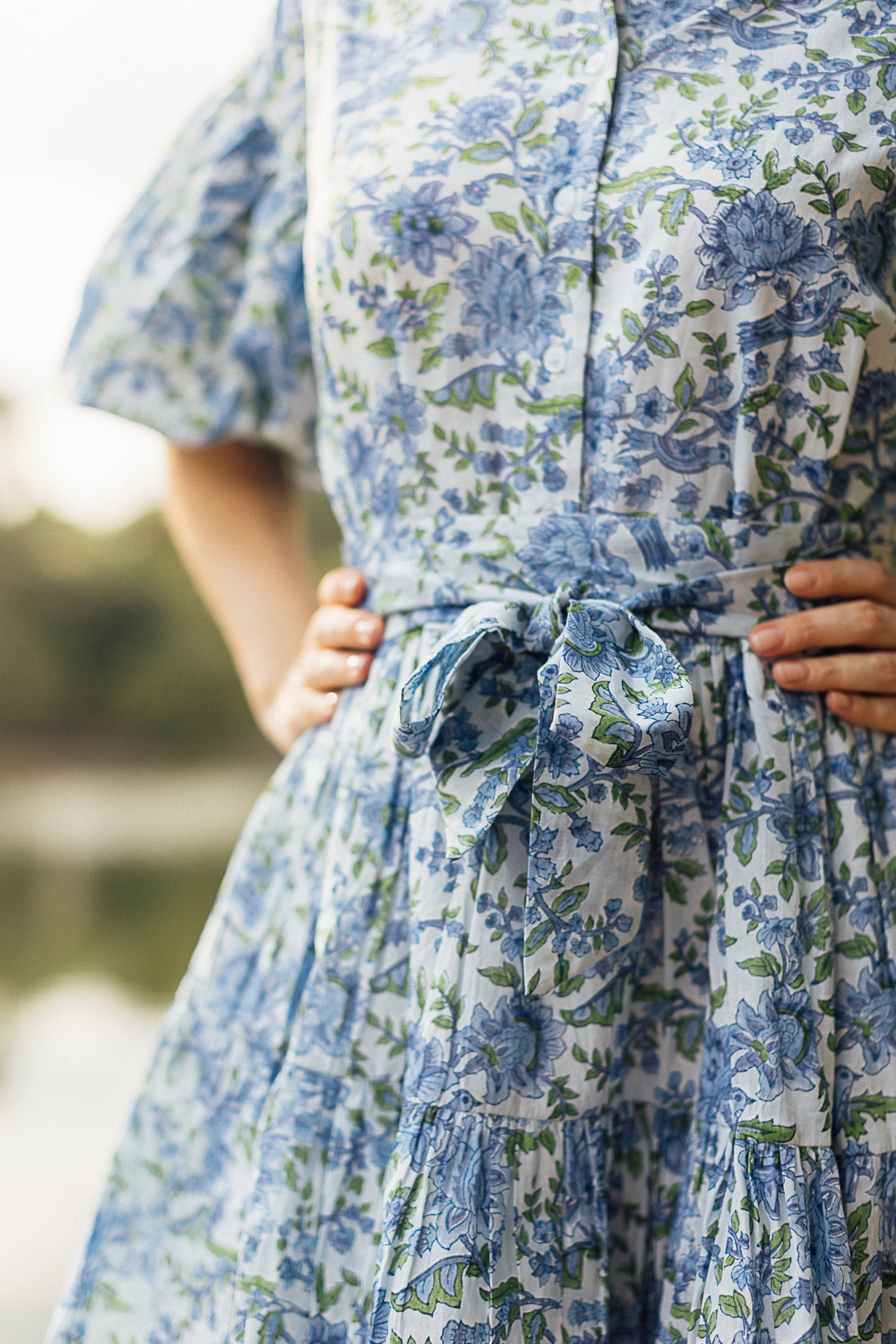 BLOOMING DRESS-BLUE & GREEN